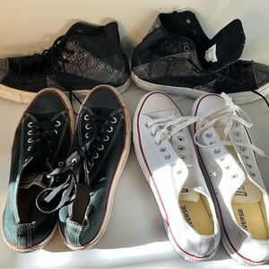 Converse All Star Mens Tennis Shoes Lot Of 3, Size 11 Low/high White/Black